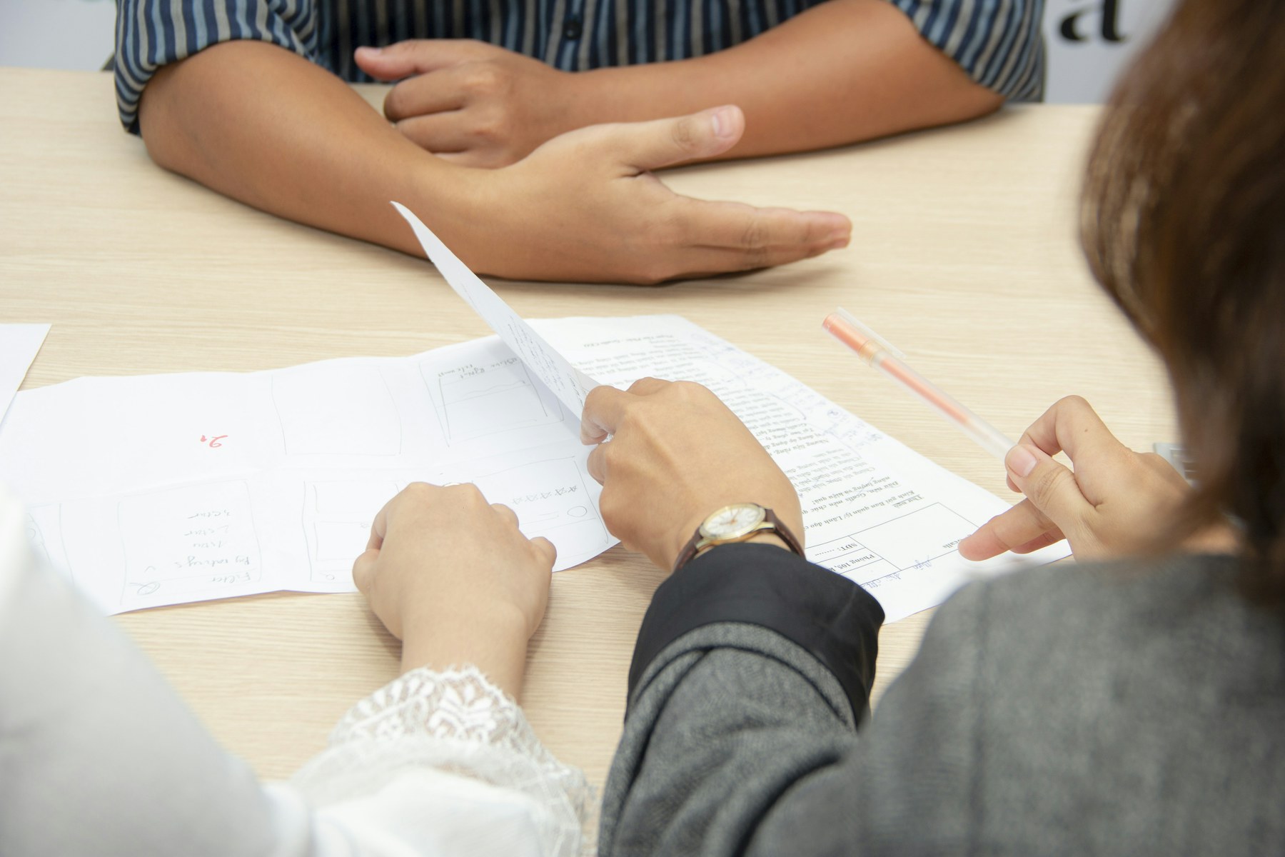 A job interview across a table